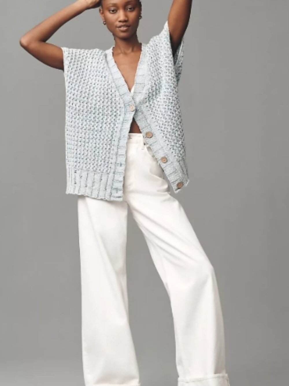 Anthropologie | Pilcro Oversized Distressed Sweater Vest Blue NWT XS - Picture 9 of 10